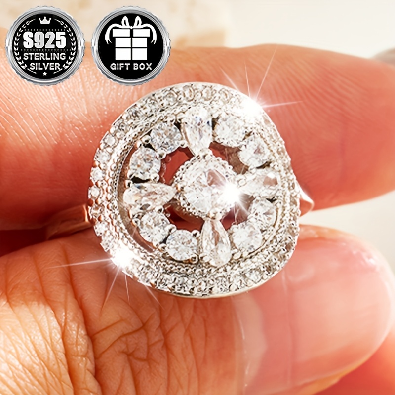 Vintage-Inspired 925 Sterling CZ Engagement Wedding Ring